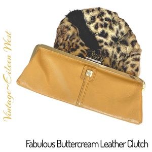 COPY - чummч вuttєrcrєαm Vintage, Leather Eileen West Clutch w/ Gold-tone Hardw…